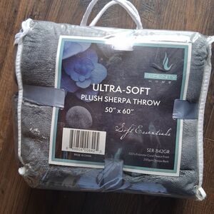 NEW Serenity Ultra-Soft Plush Sherpa Throw - Gray